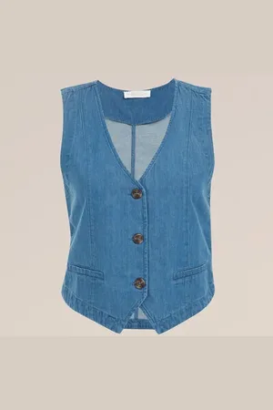 WE Fashion Blue Ridge - Dames denim gilet - Regular fit - - Katoen