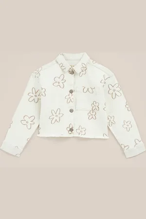 WE Fashion Blue Ridge - Meisjes denim jas met dessin - Regular fit - - Katoen