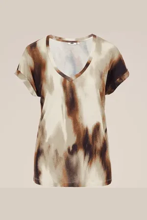 WE Fashion Dames T-shirt met dessin - Regular fit - - Ecovero viscose