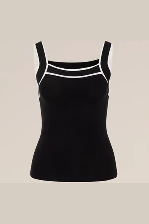 WE Fashion Dames singlet met contrast - Regular fit - - Viscose