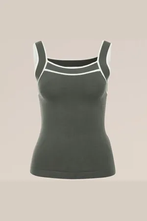 WE Fashion Dames singlet met contrast - Regular fit - - Viscose
