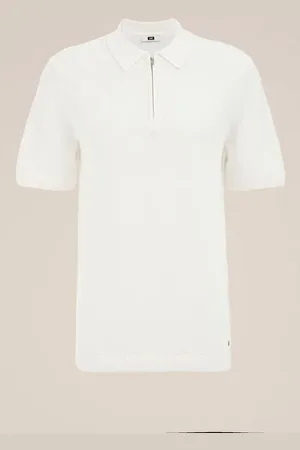WE Fashion Heren polo met structuur - Regular fit - - Katoen