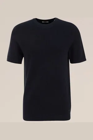 WE Fashion Heren gebreid T-shirt met structuur - Regular fit - - Katoen