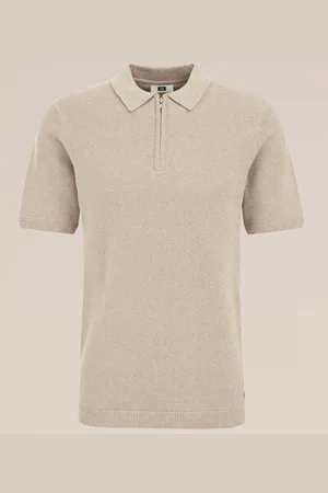 WE Fashion Heren polo met structuur - Regular fit - - Katoen