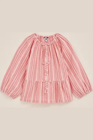 WE Fashion Meisjes blouse met strik - Regular fit - - Katoen