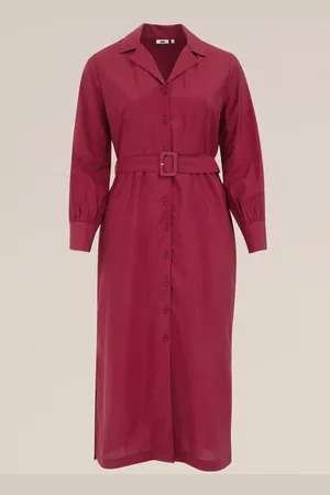 WE Fashion Dames jurk met ceintuur - Curve - Regular fit - - Viscose - Plus Size