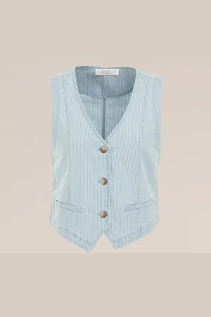WE Fashion Dames gilet met streepdessin - Regular fit - - Katoen