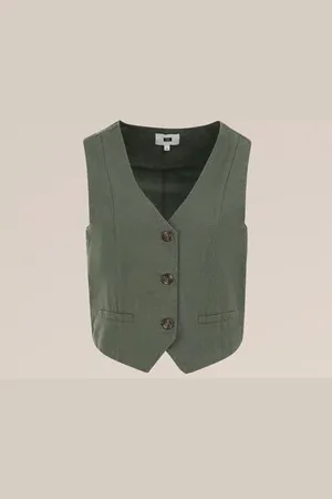 WE Fashion Dames gilet van linnenmix - Regular fit - - Linnen