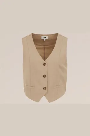 WE Fashion Dames gilet van linnenmix - Regular fit - - Linnen
