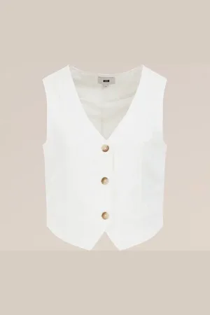 WE Fashion Dames gilet van linnenmix - Regular fit - - Linnen