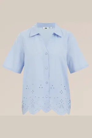 WE Fashion Dames blouse met embroidery - Regular fit - - Katoen