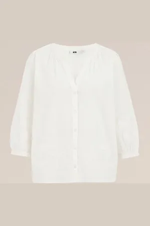 WE Fashion Dames blouse met embroidery - Regular fit - - Katoen