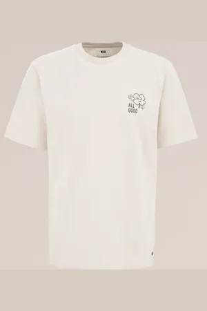 WE Fashion Heren Heavyweight T-shirt met opdruk - Relaxed Fit - - Katoen