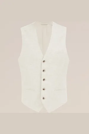 WE Fashion Heren Gilet van linnenmix met visgraatpatroon - Slim Fit - - Linnen