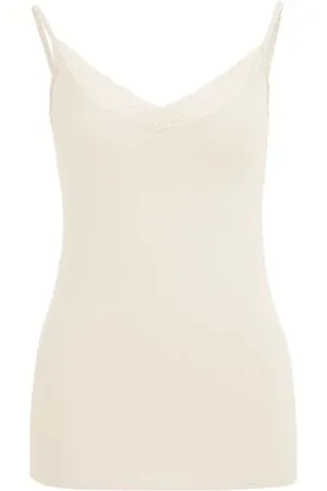 WE Fashion Dames singlet met kant - - Katoen