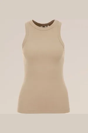 WE Fashion Dames singlet van ribstof - - Katoen