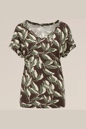 WE Fashion Dames T-shirt met dessin - Regular fit - - Ecovero viscose