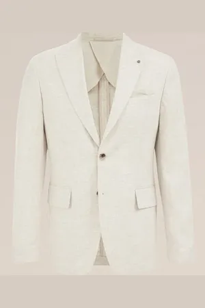 WE Fashion Heren blazer van linnenmix met visgraatpatroon - Slim Fit - - Linnen