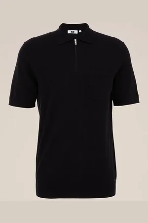 WE Fashion Fijngebreide polo van katoenmix - Regular fit - - Katoen