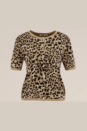 WE Fashion Dames vest met luipaard print - Regular fit - - Livaeco viscose