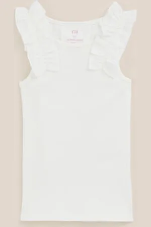WE Fashion Meisjes top met ruches - Slim Fit - - Katoen