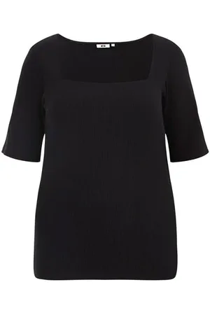 WE Fashion Dames T-shirt van ribstof - Curve - - Viscose - Plus Size