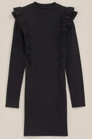 WE Fashion Meisjes jurk met ruches - Regular fit - - Katoen