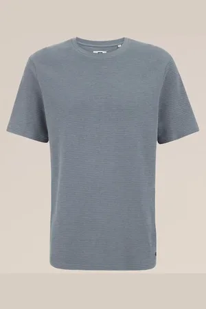 WE Fashion Heren T-shirt met structuur - Regular fit - - Katoen