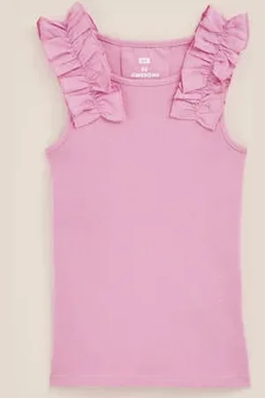 WE Fashion Meisjes top met ruches - Slim Fit - - Katoen