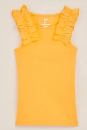 WE Fashion Meisjes top met ruches - Slim Fit - - Katoen