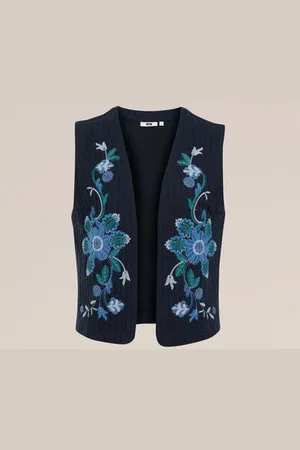 WE Fashion Dames gilet met embroidery - Regular fit - - Katoen