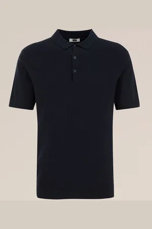 WE Fashion Fijngebreide katoenen polo met structuur - Regular fit - - Katoen