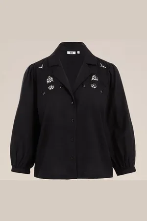 WE Fashion Dames blouse met embroidery - Regular fit - - Katoen