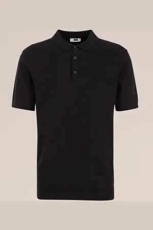 WE Fashion Fijngebreide katoenen polo met structuur - Regular fit - - Katoen
