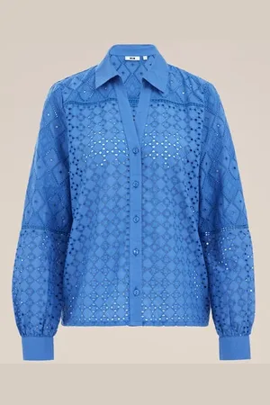 WE Fashion Dames blouse met broderie anglaise - Regular fit - - Katoen