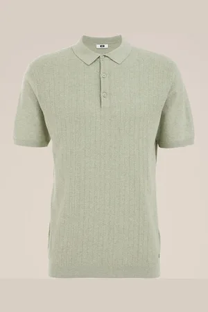 WE Fashion Fijngebreide katoenen polo met structuur - Regular fit - - Katoen