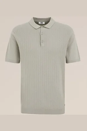 WE Fashion Fijngebreide katoenen polo met structuur - Regular fit - - Katoen