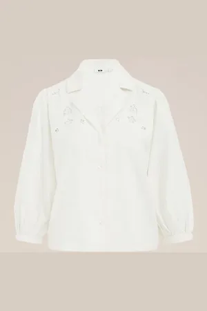 WE Fashion Dames blouse met embroidery - Regular fit - - Katoen