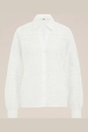 WE Fashion Dames blouse met broderie anglaise - Regular fit - - Katoen