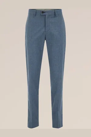 WE Fashion Van Gils - Heren gemêleerde slim fit pantalon van Italiaanse kwaliteit - Slim Fit - - Katoen