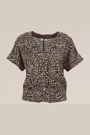WE Fashion Dames blouse met structuur - Regular fit - - Viscose
