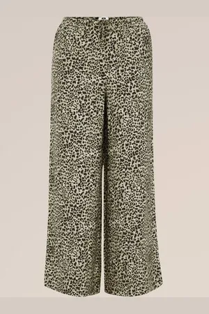 WE Fashion Dames Wide leg broek met dessin - Curve - Regular fit - - Viscose - Plus Size
