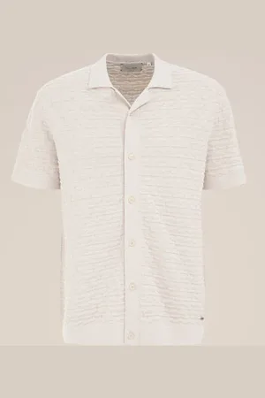 WE Fashion Van Gils - Heren gebreid overhemd met structuur - Regular fit - - Katoen