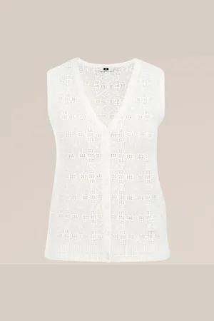 WE Fashion Dames gilet met opengewerkt dessin - Regular fit - - Katoen