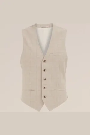 WE Fashion Heren gilet met subtiele ruit en stretch - Slim Fit -