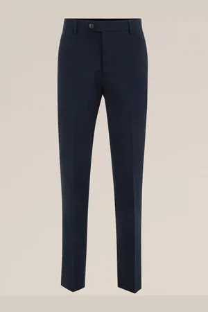 WE Fashion Heren Slim fit seersucker pantalon - Slim Fit - - Katoen