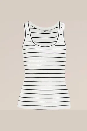 WE Fashion Dames singlet met streep - - Biologisch katoen