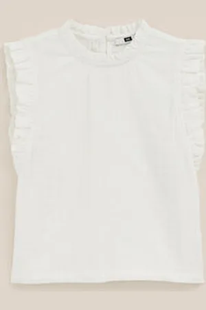 WE Fashion Meisjes singlet met volants - Regular fit - - Katoen