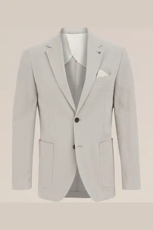 WE Fashion Heren seersucker blazer - Slim Fit - - Katoen