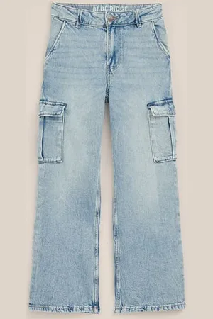WE Fashion Blue Ridge - Meisjes wide leg jeans met cargozakken - Relaxed Fit - - Katoen